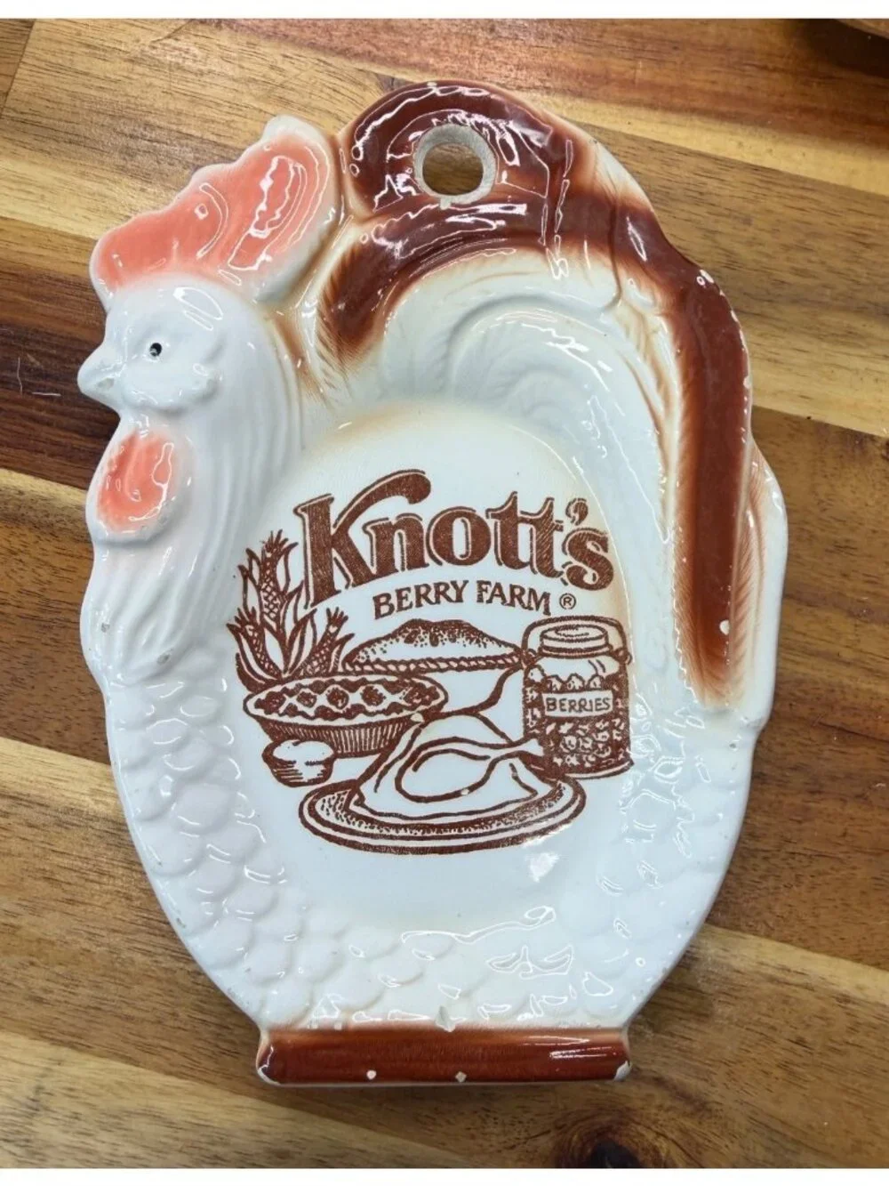Vintage Knott's Berry Farm Ceramic Rooster Spoon Rest/wall plaque